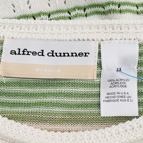 Alfred Dunner Knit Sweater Striped 3/4 Sleeves Pullover Round Neck - Picture 6 of 8